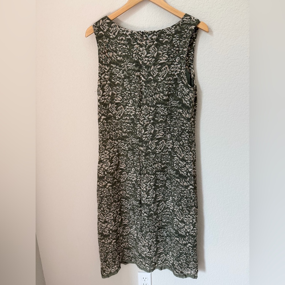 Charter Club Olive Green Floral Sleeveless Dress Size 14 Lightweight Lined - Picture 3 of 10